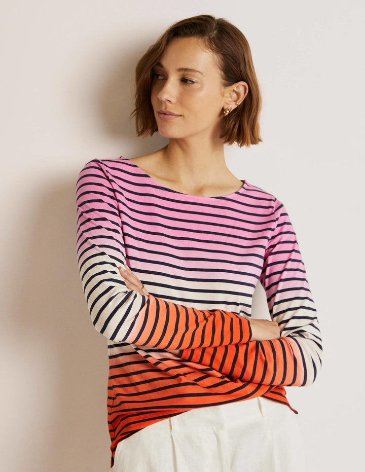 Ella Long Sleeve Breton-Bon Bon/Firecracker Ombre