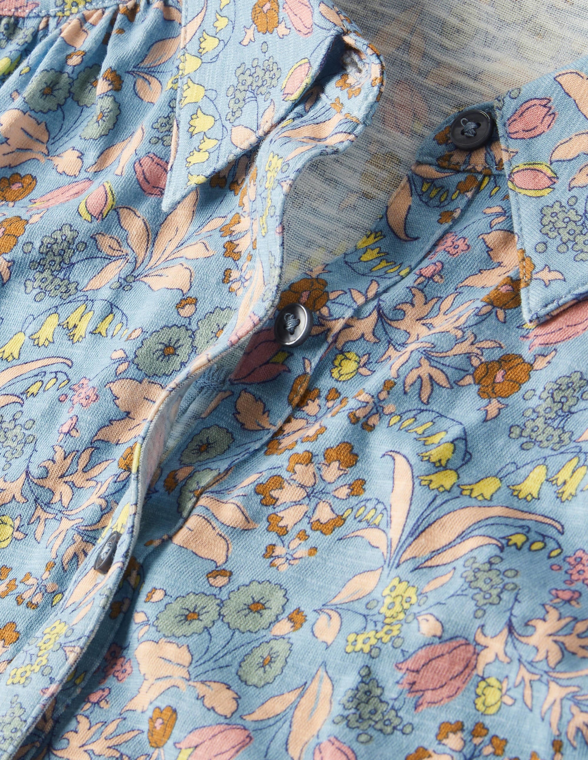 Puff Sleeve Jersey Shirt-Dusty Blue, WIldflower - Image 9