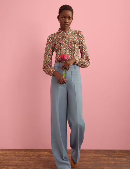Gathered Detail Shirt-Multi, Floret Meadow-5