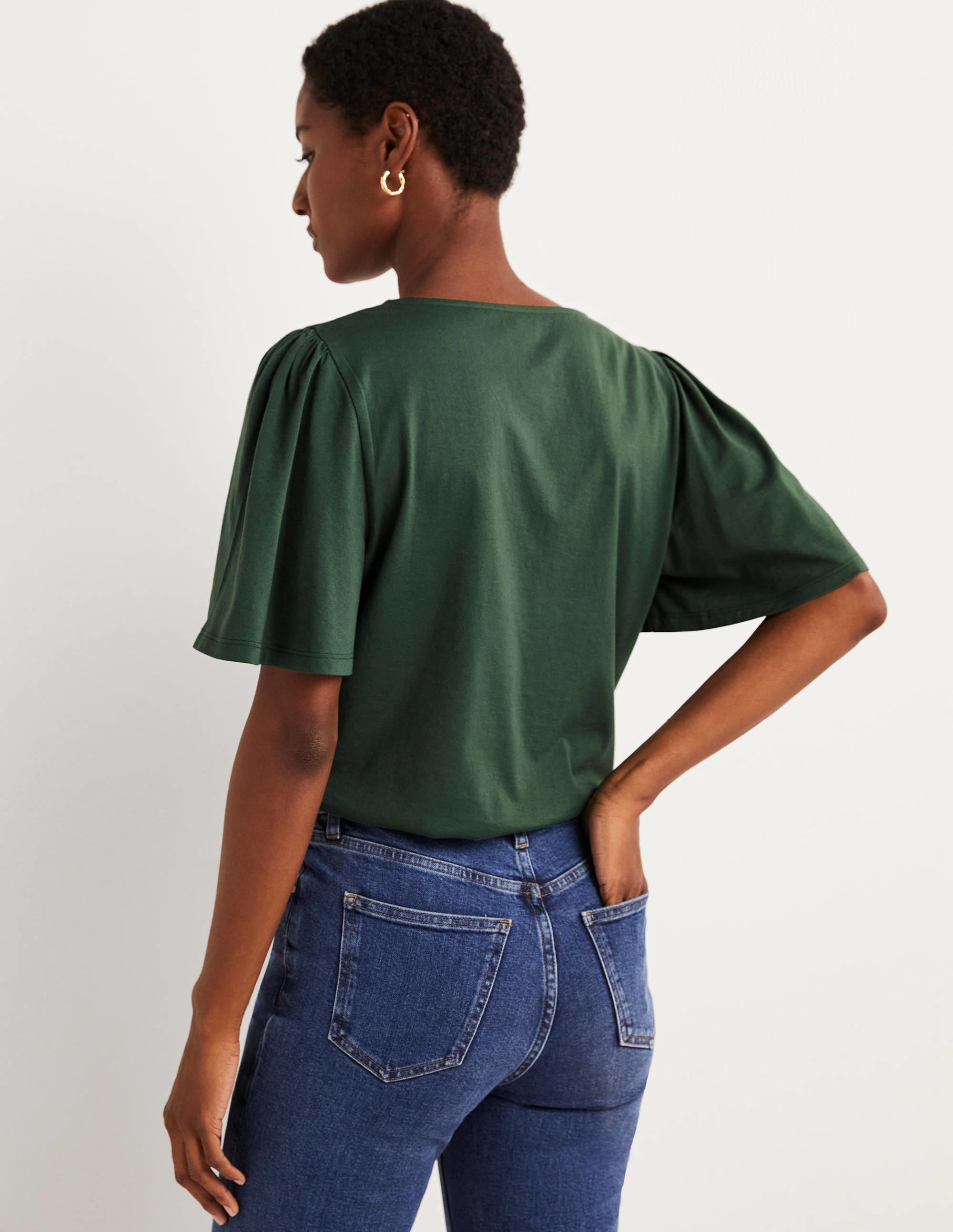 Supersoft Flutter Sleeve Top-Trekking Green - Image 3