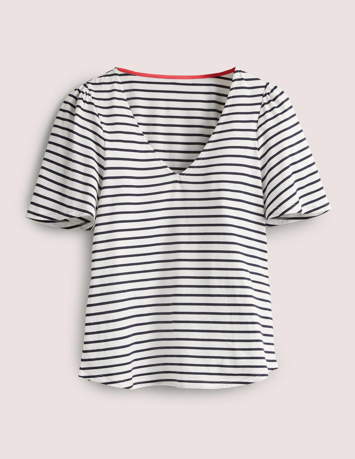 Supersoft Flutter Sleeve Top-Ivory / Navy Stripe - Image 5