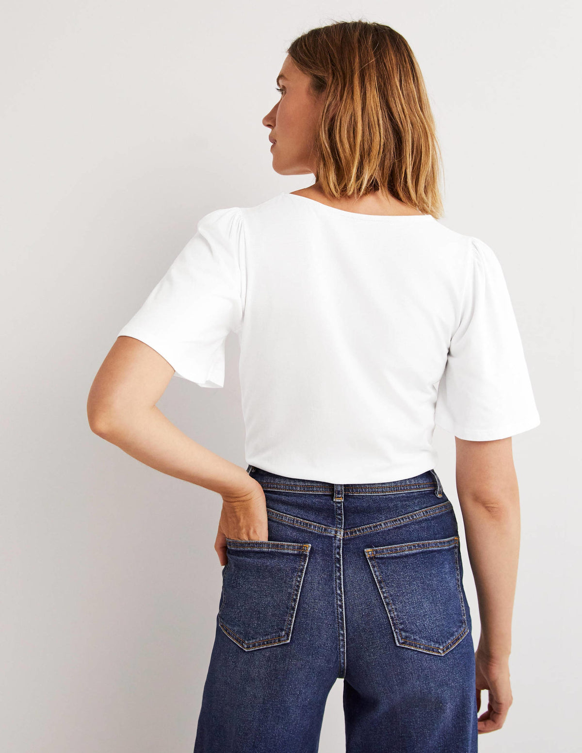 Supersoft Flutter Sleeve Top-White-3