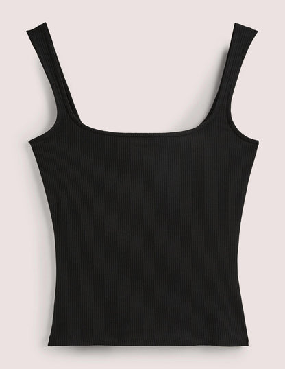 Soft Ribbed Vest-Black