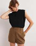 Perfect Cotton Sleeveless Top-Black