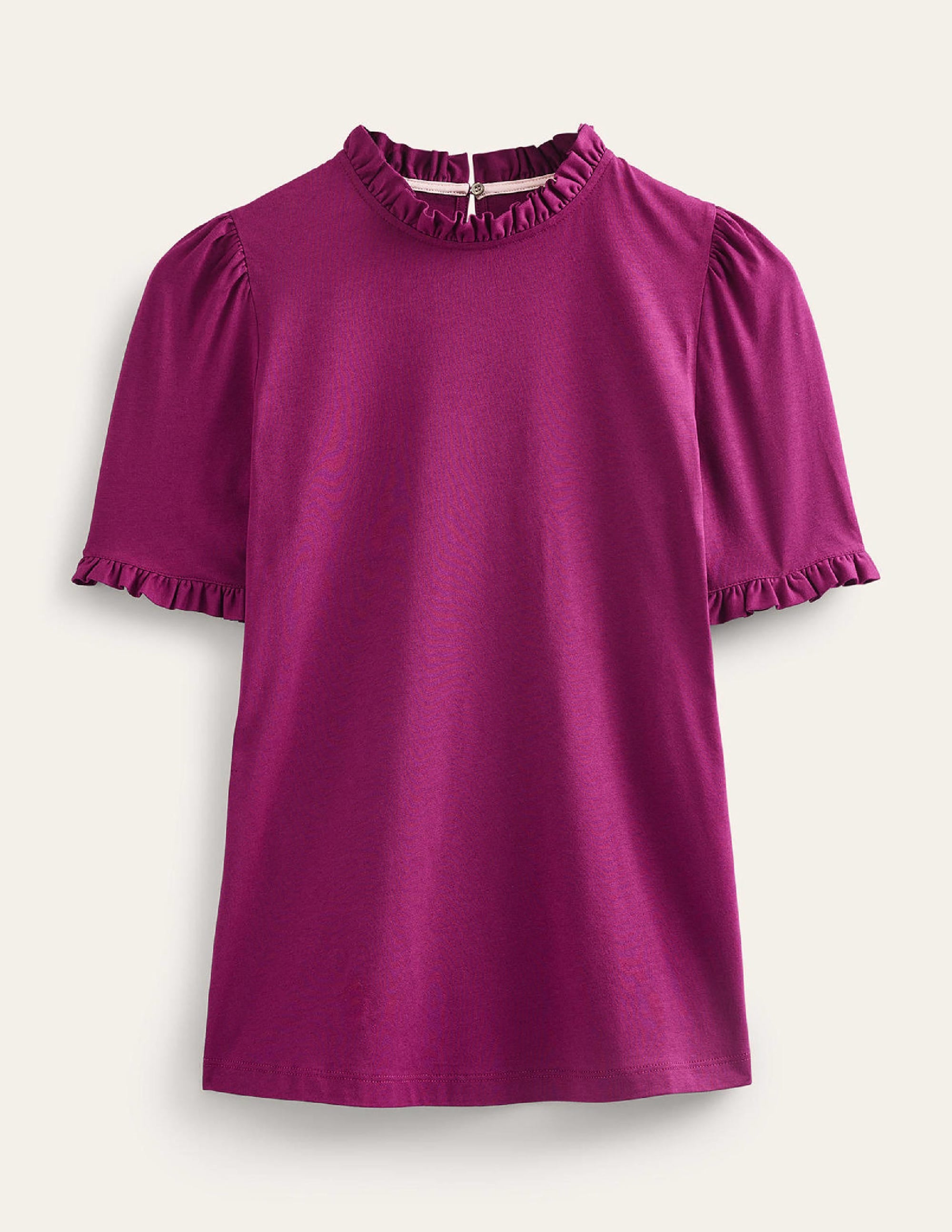 Supersoft Frill Detail T-shirt-Damson Berry - Image 5