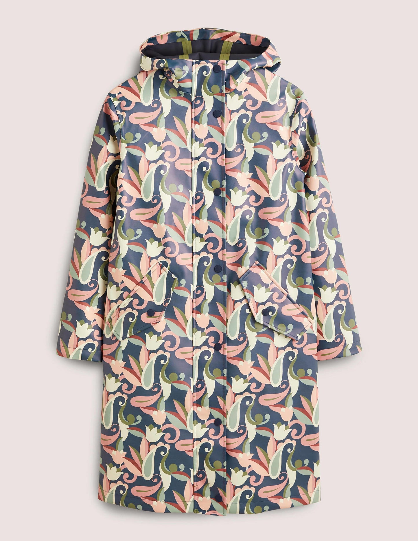 Waterproof Longline Raincoat-Multi, Paisley Meadow