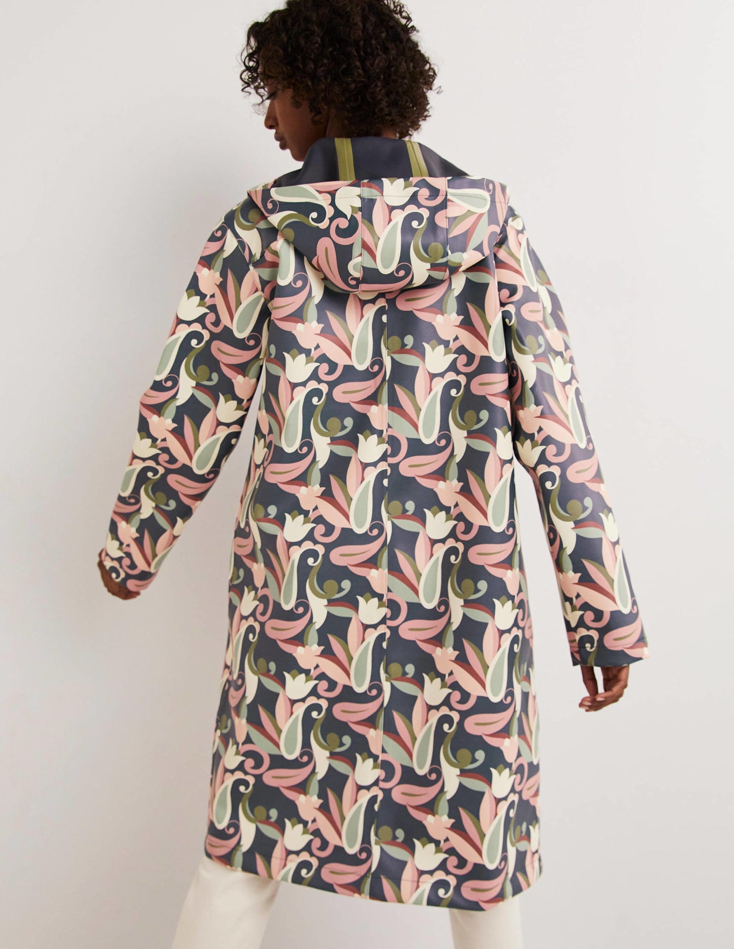 Waterproof Longline Raincoat-Multi, Paisley Meadow