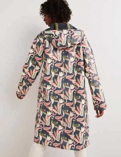 Waterproof Longline Raincoat-Multi, Paisley Meadow-3