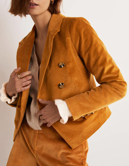 Double Breasted Cord Blazer-Gingerbread-7