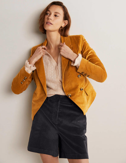 Double Breasted Cord Blazer-Gingerbread-1