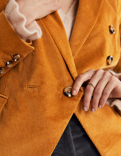 Double Breasted Cord Blazer-Gingerbread-4