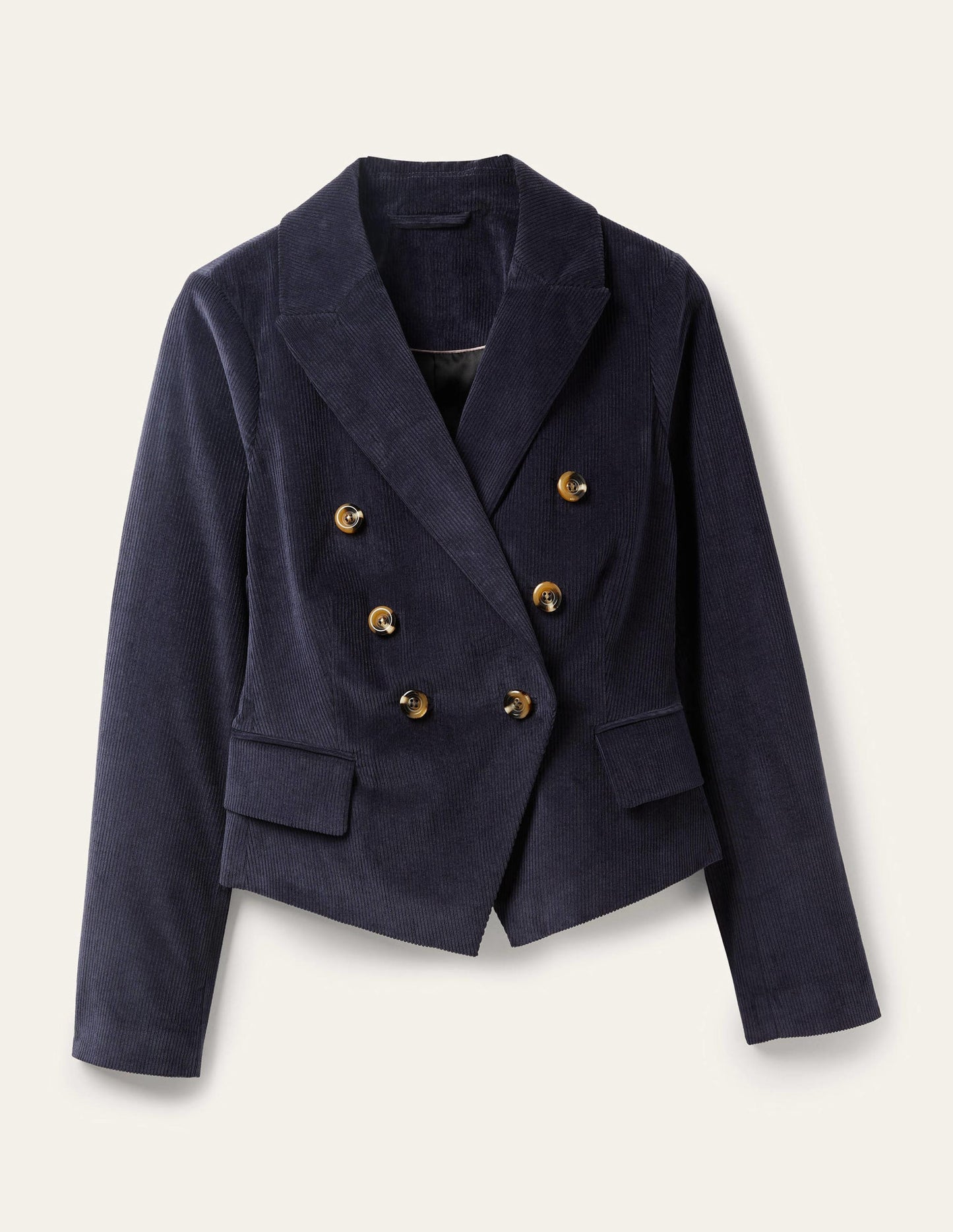 Double Breasted Cord Blazer-Navy