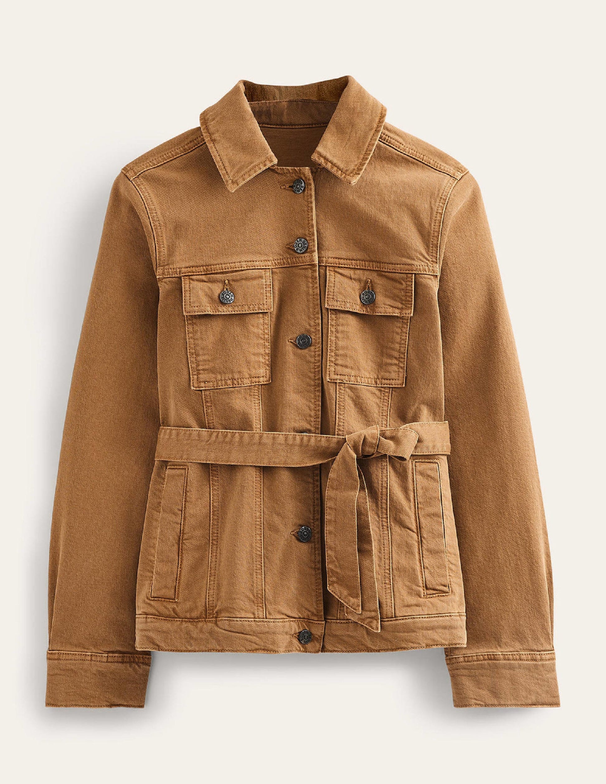 Belted Denim Jacket-Raw Umber-7