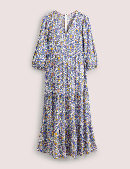 Blouson Sleeve Maxi Dress-Ivory, Enchanting Twig-7