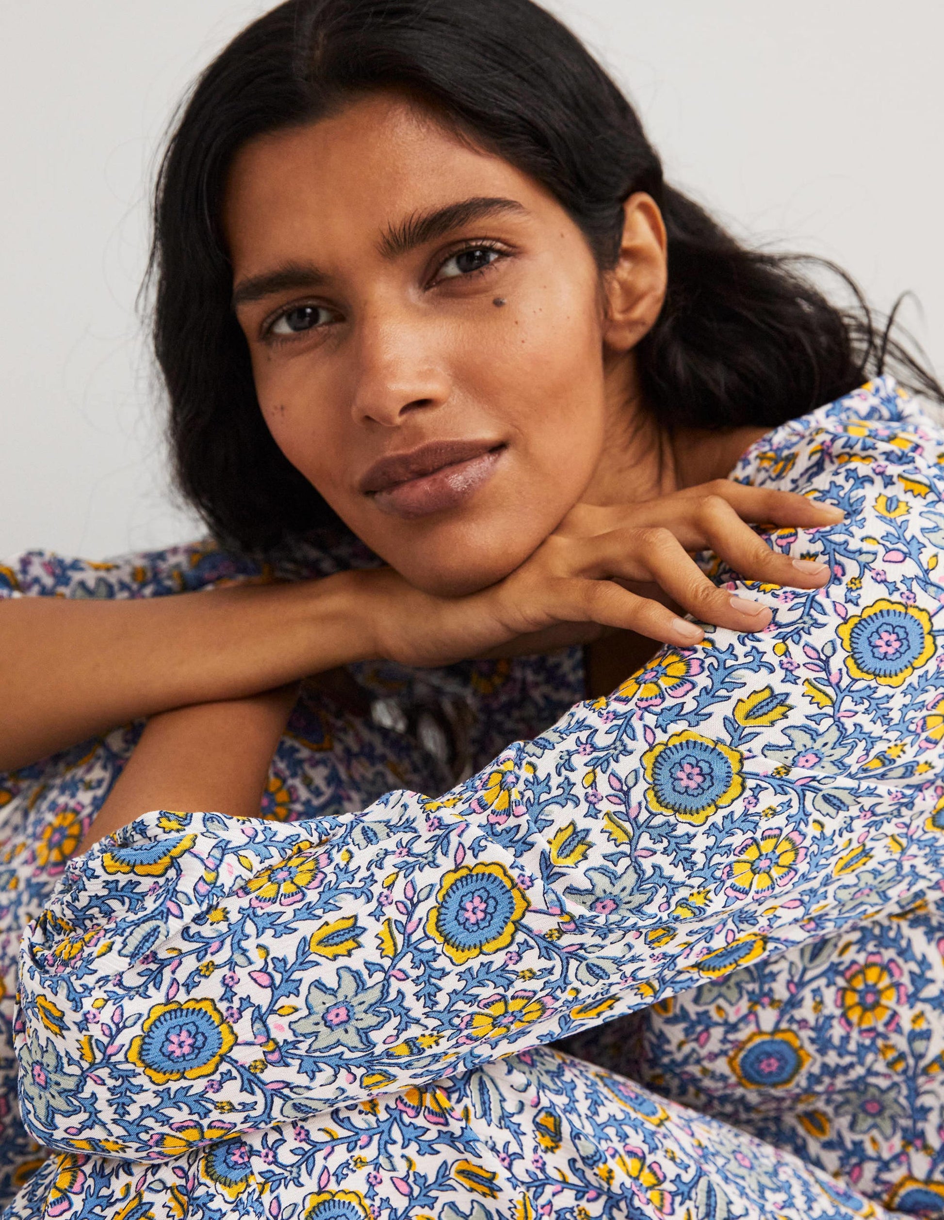 Blouson Sleeve Maxi Dress-Ivory, Enchanting Twig-2