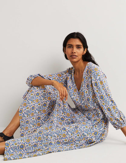 Blouson Sleeve Maxi Dress-Ivory, Enchanting Twig-5