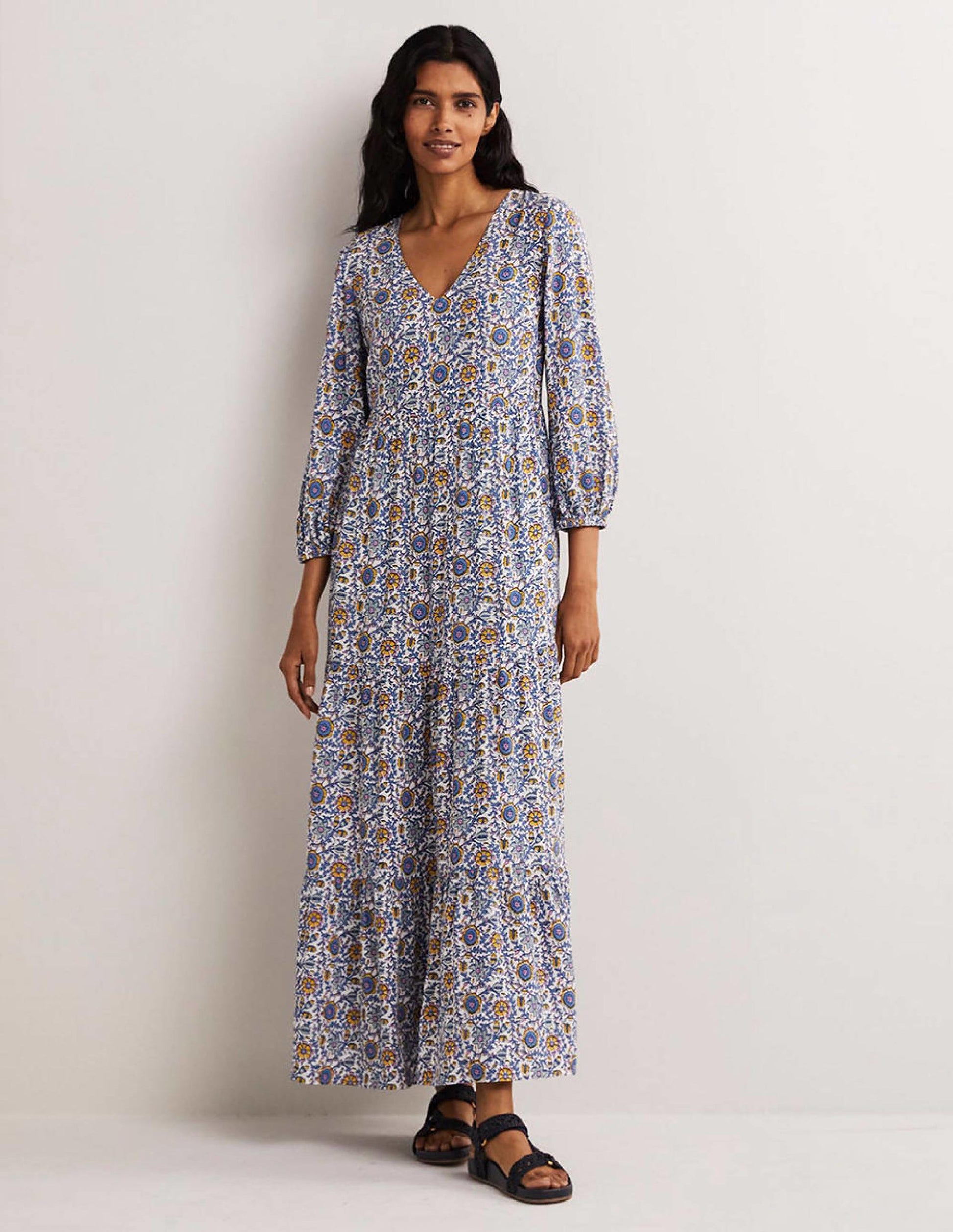 Blouson Sleeve Maxi Dress-Ivory, Enchanting Twig-6