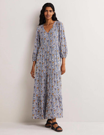 Blouson Sleeve Maxi Dress-Ivory, Enchanting Twig-6