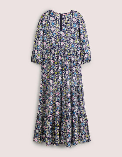 Blouson Sleeve Maxi Dress-Navy, Enchanting Twig-7