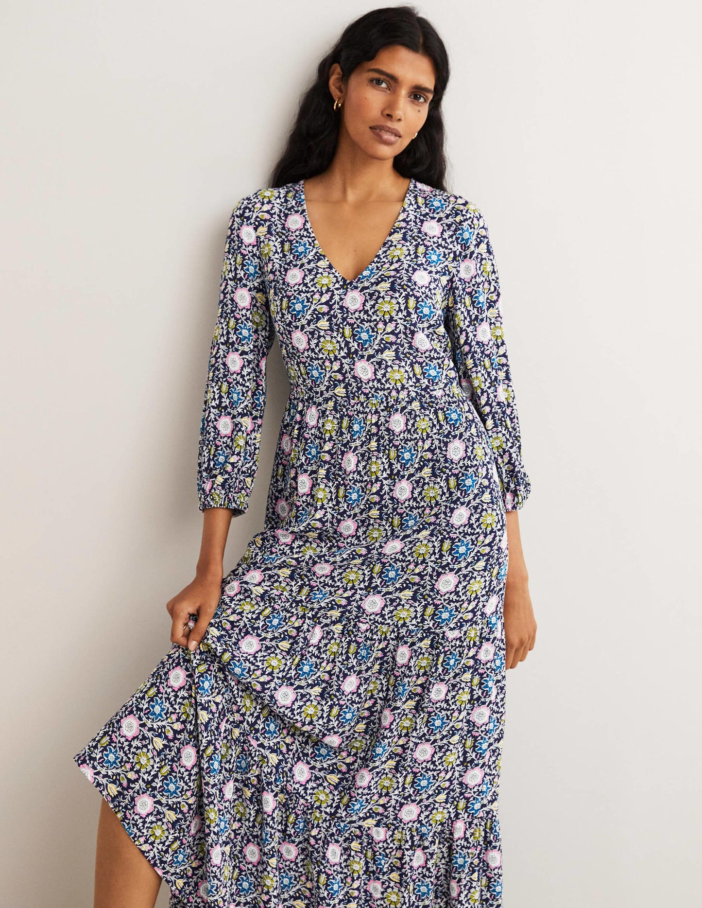 Blouson Sleeve Maxi Dress-Navy, Enchanting Twig
