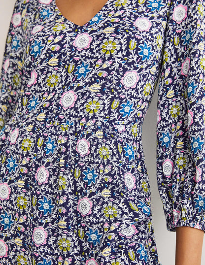 Blouson Sleeve Maxi Dress-Navy, Enchanting Twig-2