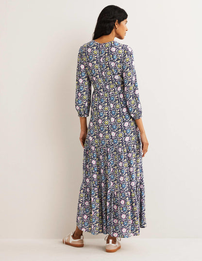 Blouson Sleeve Maxi Dress-Navy, Enchanting Twig-3