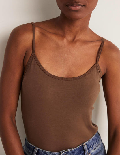 Plain Cami Top-Deep Brown