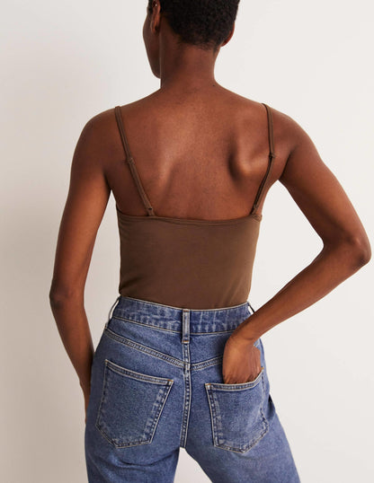 Plain Cami Top-Deep Brown