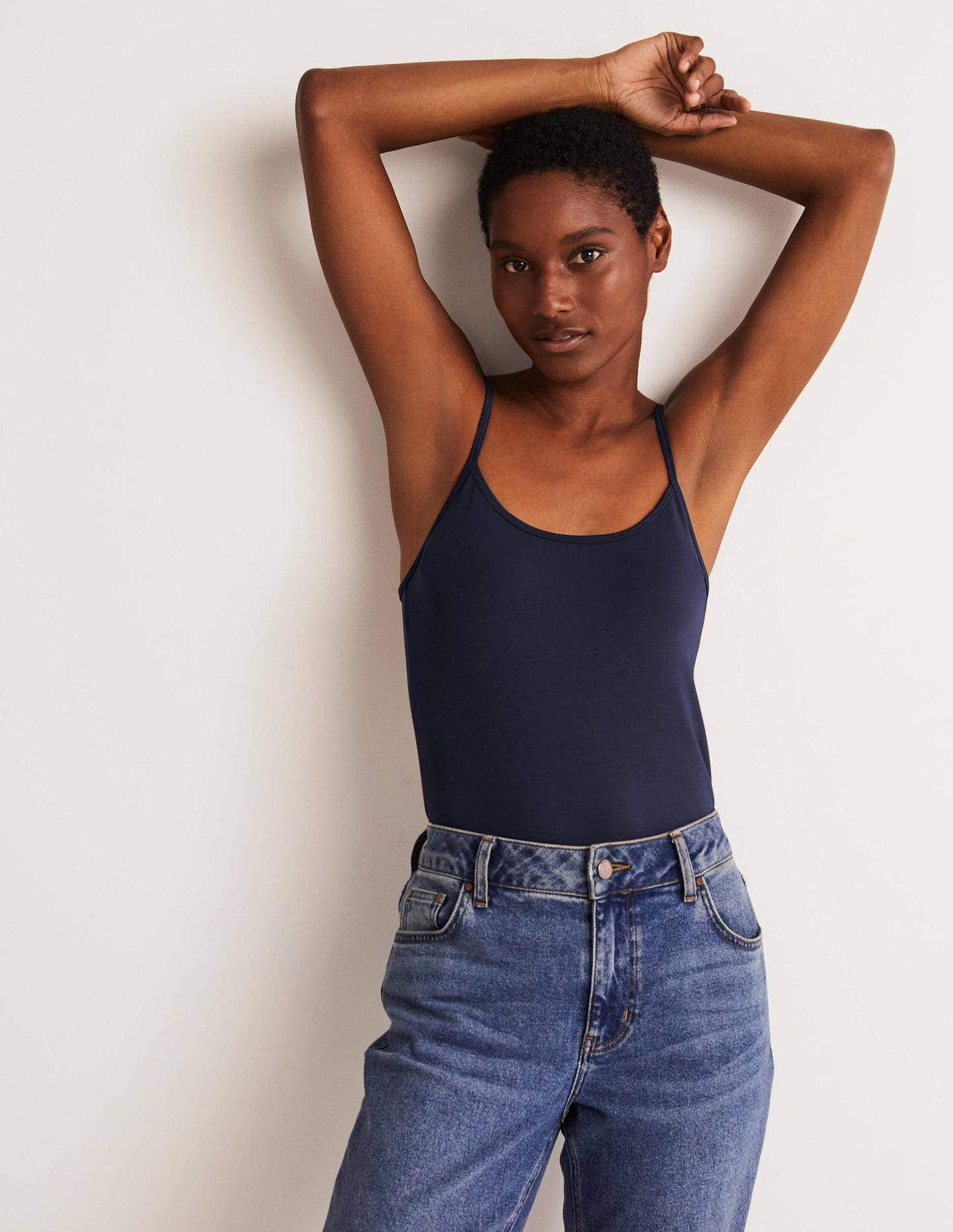 Plain Cami Top-Navy