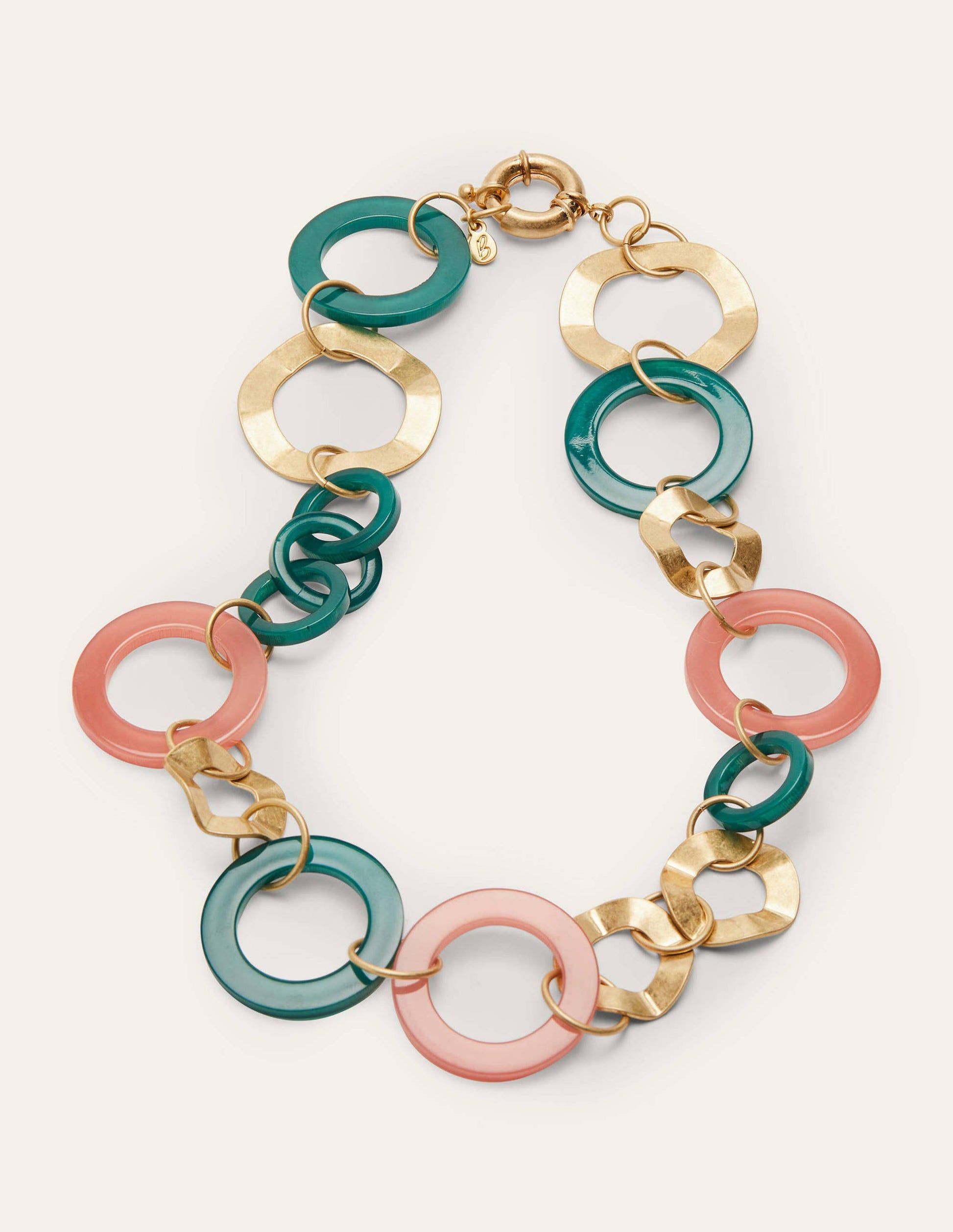 Hoop Resin Necklace-Gold/Deep Forest/Dusty Red-1