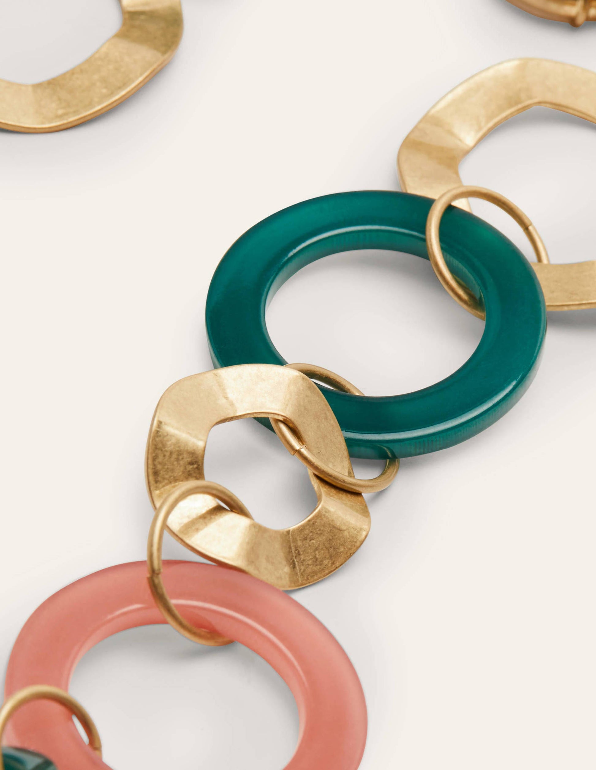 Hoop Resin Necklace-Gold/Deep Forest/Dusty Red-2