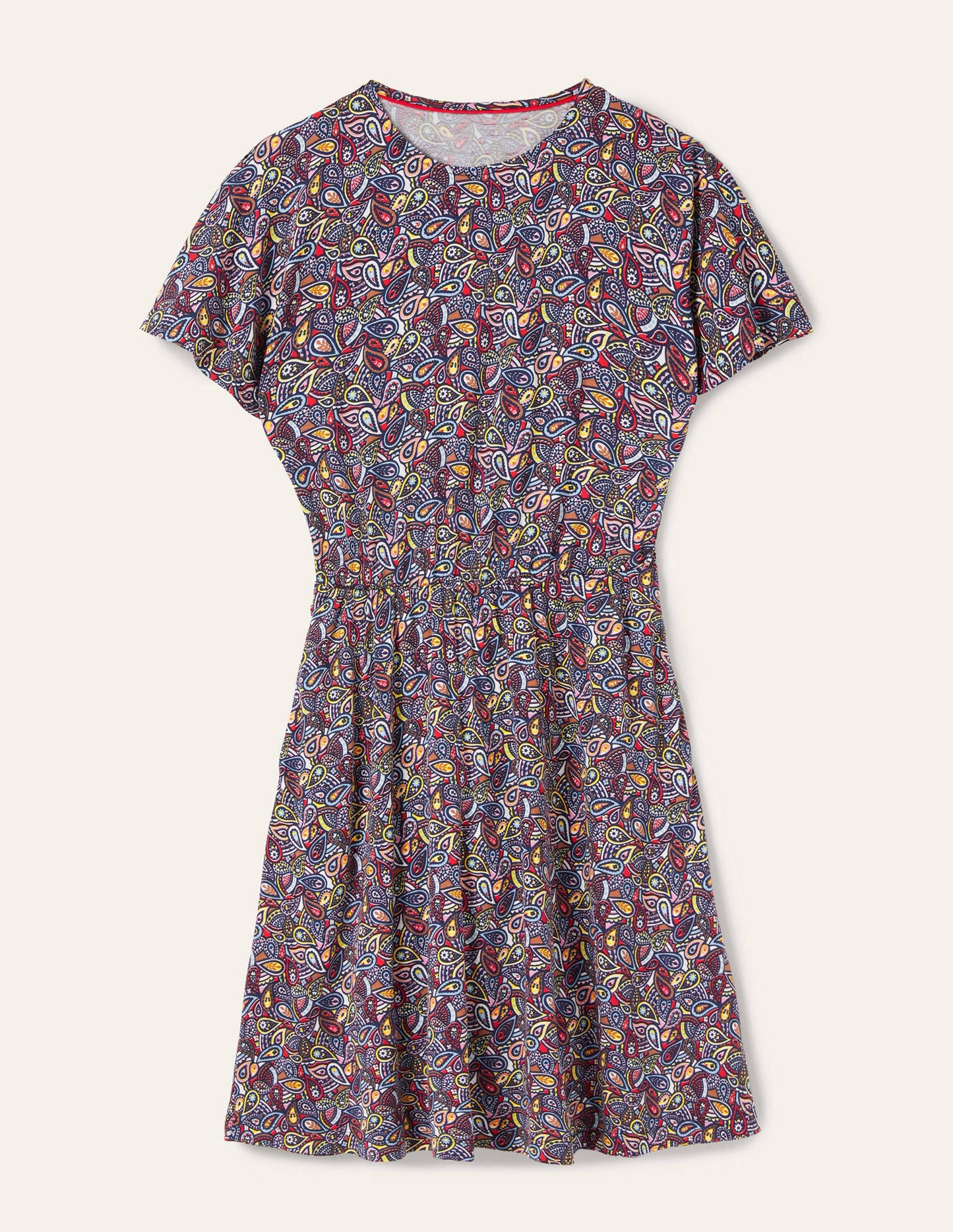 Flutter Sleeve Jersey Dress-Navy Paisley Blush