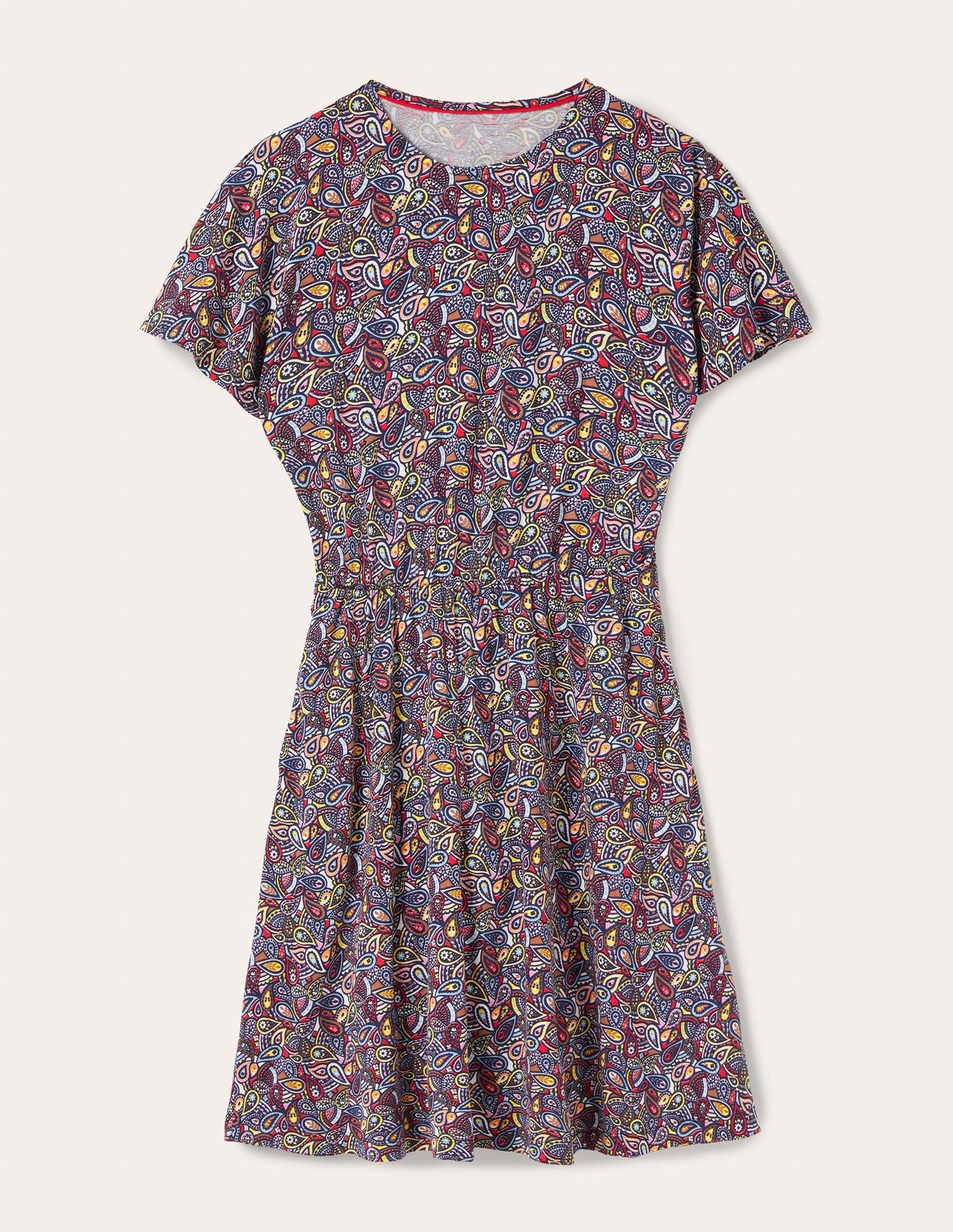 Flutter Sleeve Jersey Dress-Navy Paisley Blush