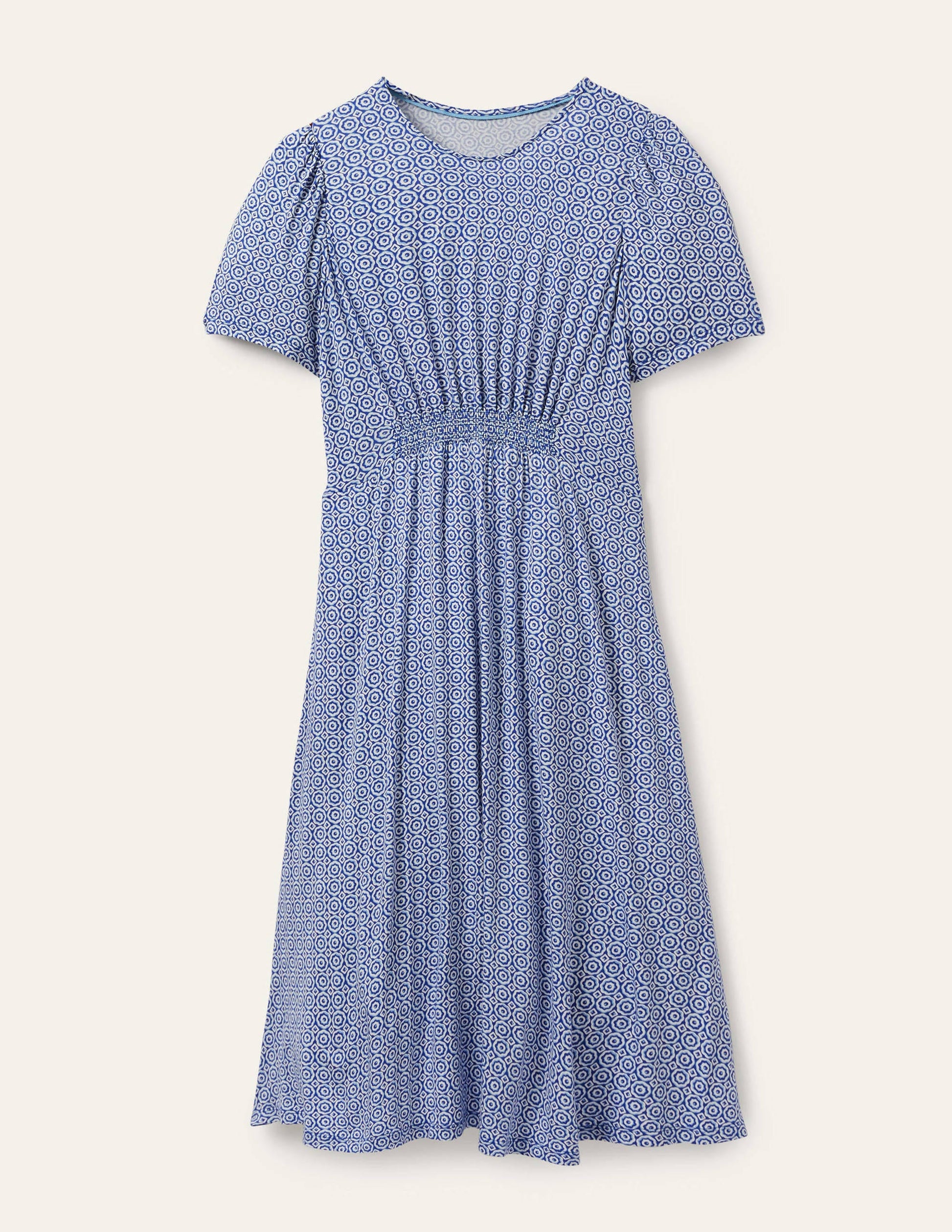 Crew Neck Jersey Dress-Bluebell Geo Blooms-6