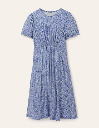 Crew Neck Jersey Dress-Bluebell Geo Blooms-6