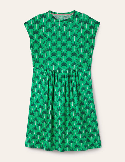 Jersey T-Shirt Dress-Green Lagoon, Paradise Palm-5
