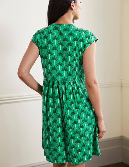 Jersey T-Shirt Dress-Green Lagoon, Paradise Palm-3