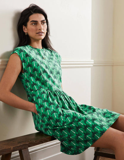 Jersey T-Shirt Dress-Green Lagoon, Paradise Palm-4