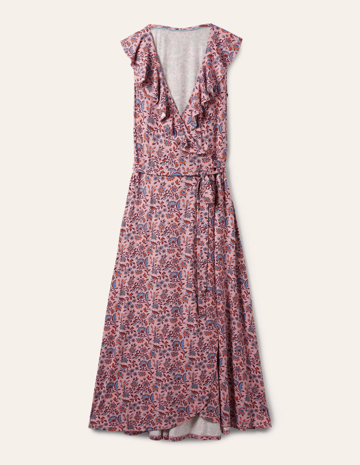 Saskia Wrap Jersey Maxi Dress-Formica Pink, Oriental Meadow