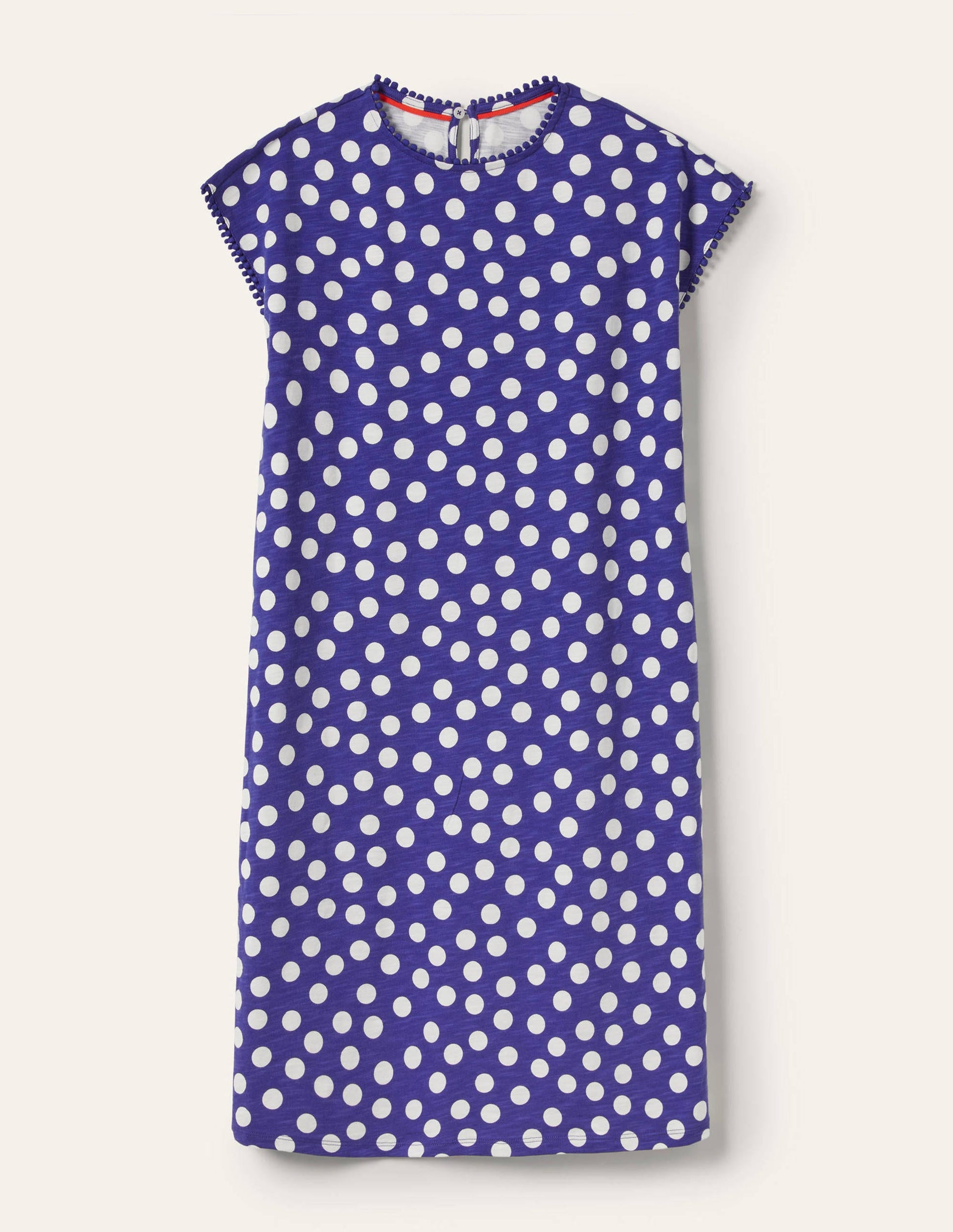 Trim Detail T-Shirt Dress-Atlantic Ocean, Scattered Dot-5