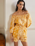 Off Shoulder Playsuit-Butter, Passion Bloom