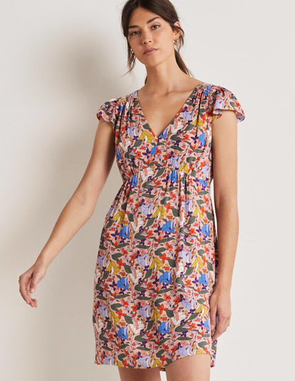 Grace Flutter Sleeve Dress-Milkshake, Tulip Terrace-1