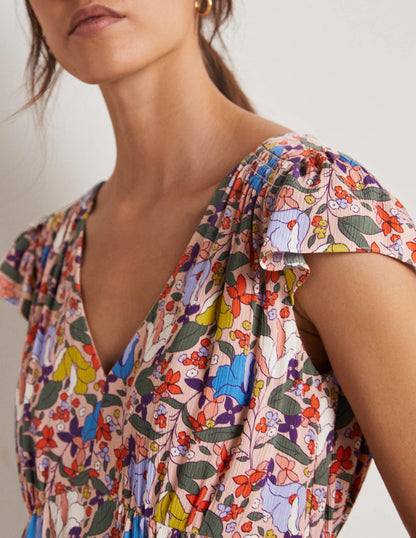 Grace Flutter Sleeve Dress-Milkshake, Tulip Terrace-5