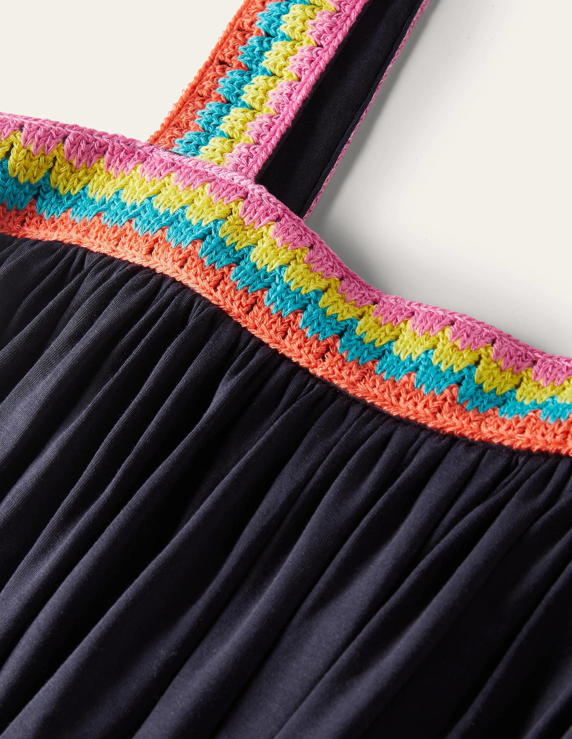 Crochet Trim Jersey Maxi Dress-Navy-6