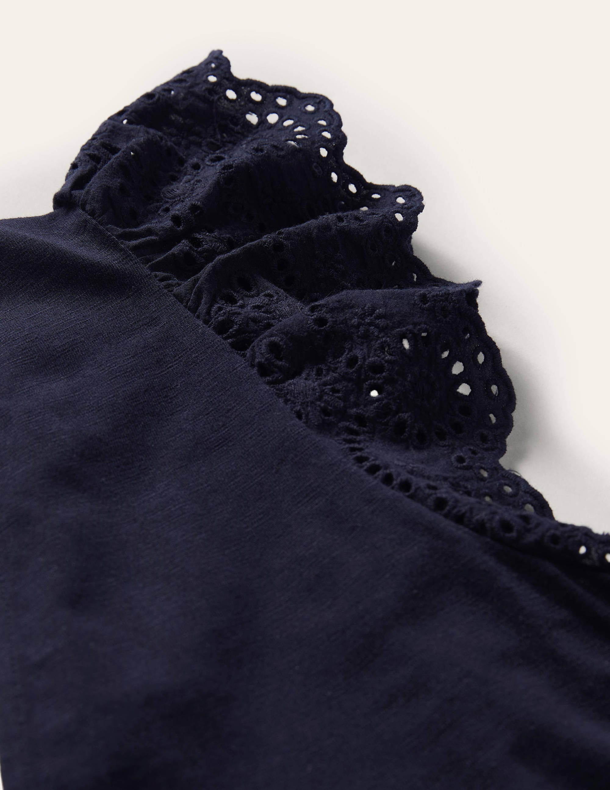 Broderie Mix Jersey Maxi Dress-Navy - Image 6