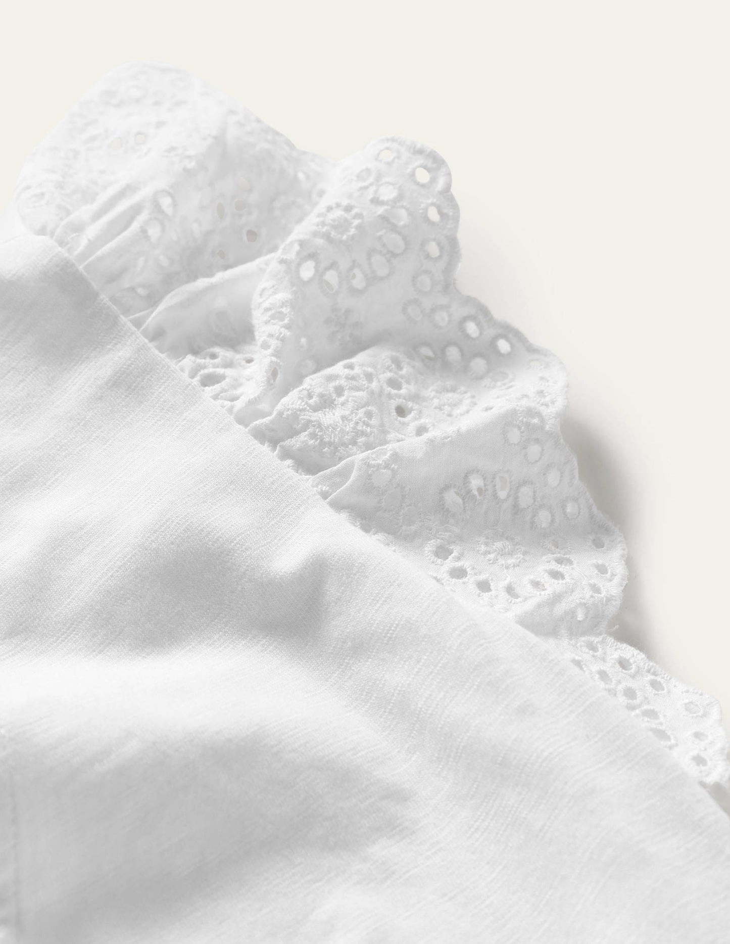 Broderie Mix Jersey Maxi Dress-White