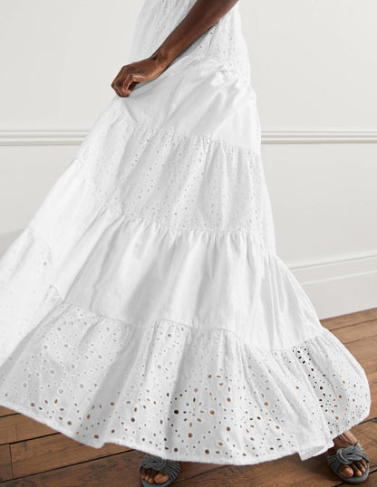 Broderie Mix Jersey Maxi Dress-White-5