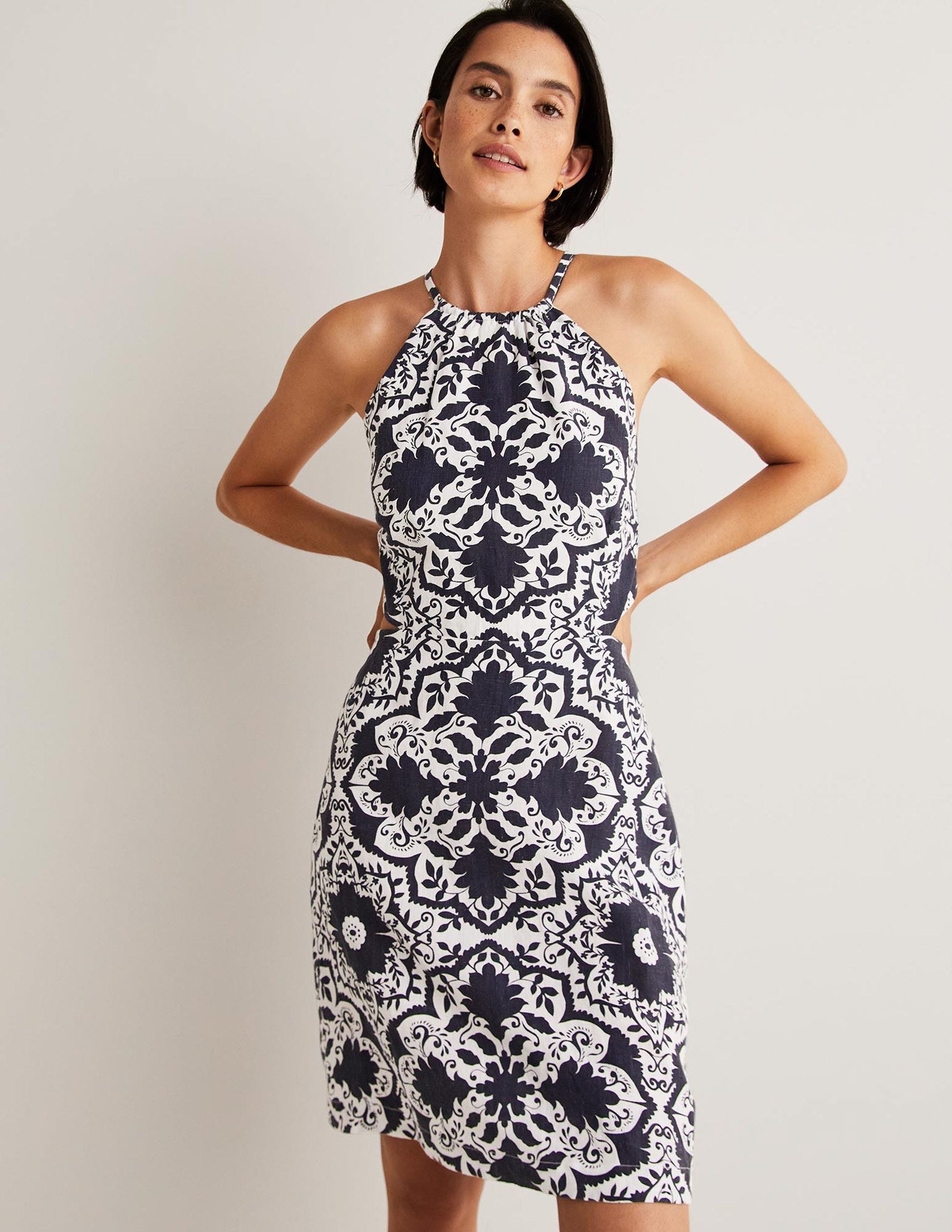 Back Detail Mini Dress-Navy, Bloomsbury-2