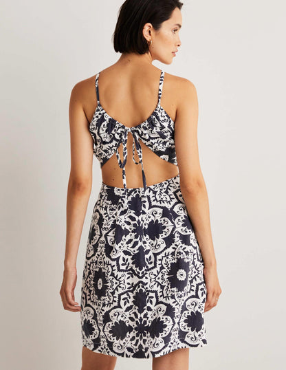 Back Detail Mini Dress-Navy, Bloomsbury-4