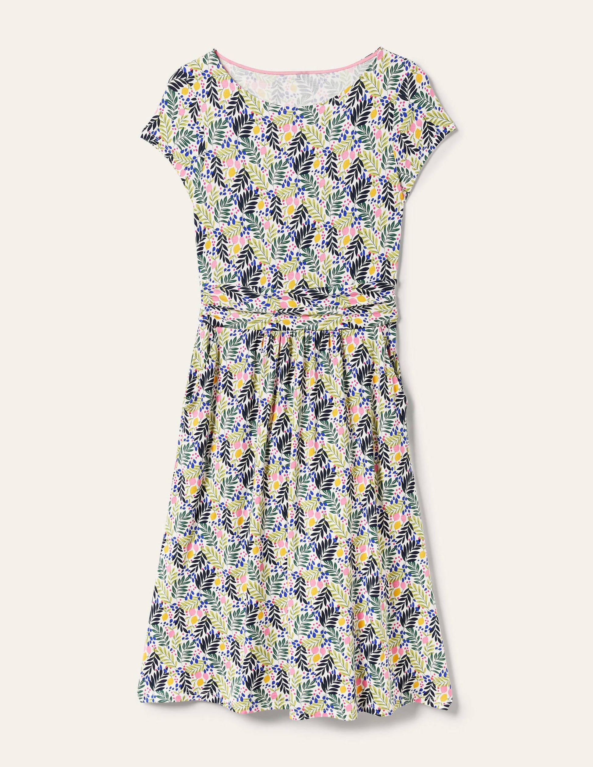 Amelie Jersey Dress-Multi, Lemon Foliage-5